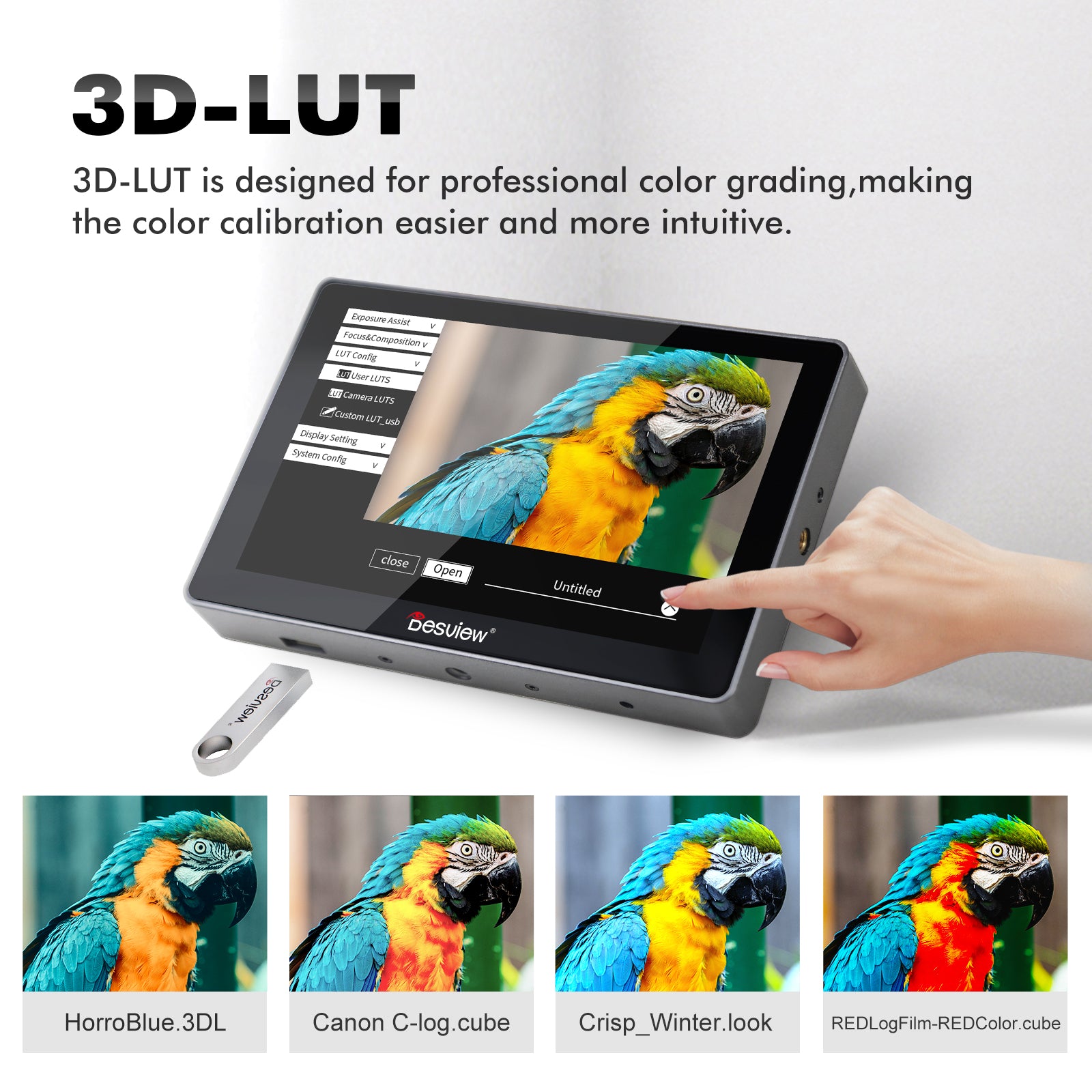 Desview R7II Camera Field Monitor 7 inch 2600nits Touch Screen Full HD IPS 178° View Angle 4K HDMI with 3D Lut Waveform VectorScope Histogram False Color Peaking Focus Full Feature Camera Monitor