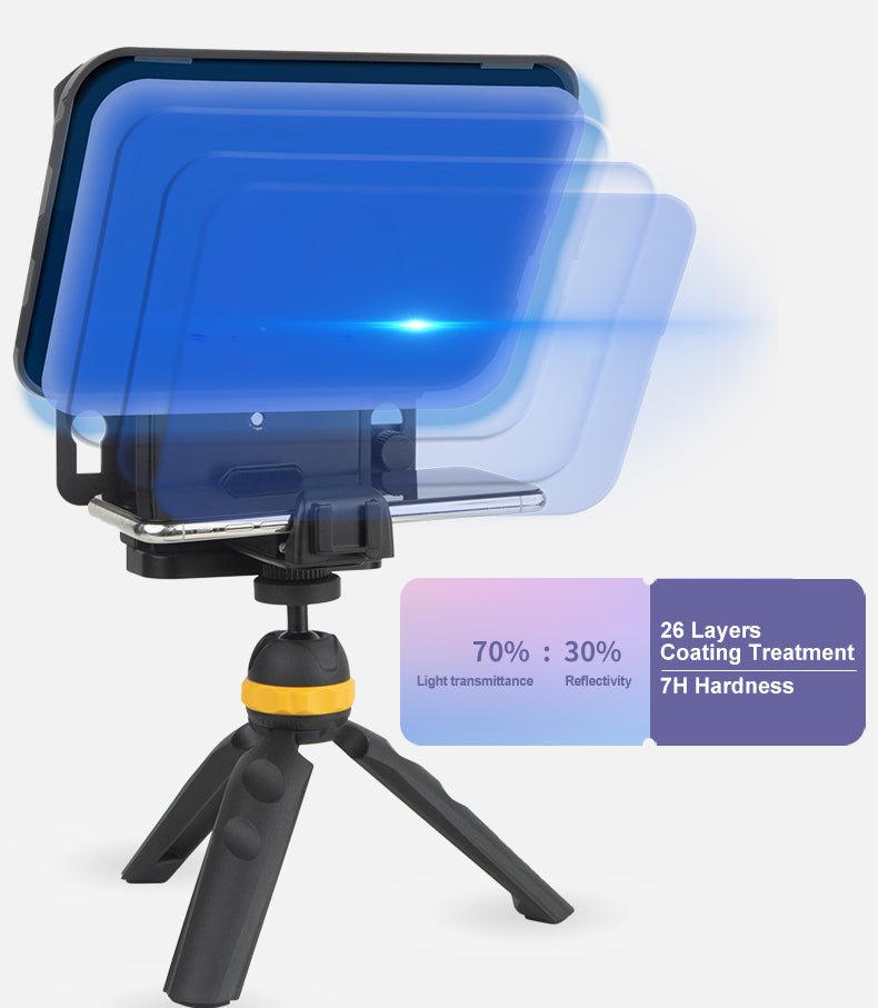 Desview T3S Teleprompter Promoting for Device up to 11” with liftable Shooting Platform 70/30 Beam Splitter Glass Use via Remote or Desview APP iPad iPhone for Smartphone DSLR Camera